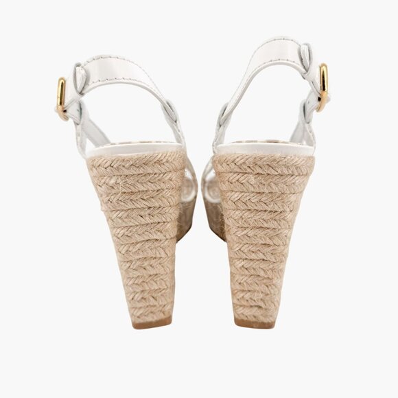 Louis Vuitton Espadrille Wedge Sandals Size 38.5 US 8.5 Beige LV Canvas Platform - Picture 6 of 14